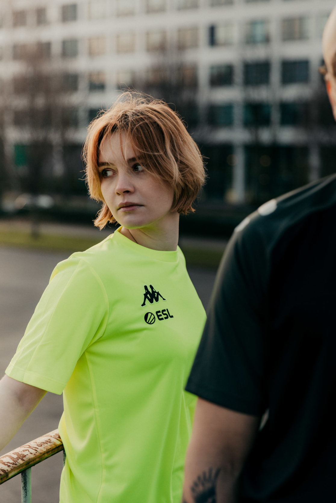 Female Model in unisex ESL Kappa T Shirt